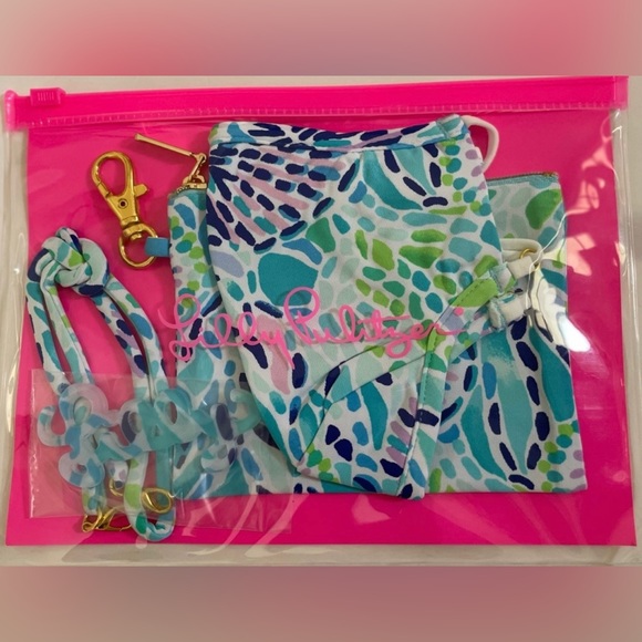 Lilly Pulitzer Adult On The Go Mask Set - Mask Lanyard Mask Extender Pouch - Picture 12 of 16